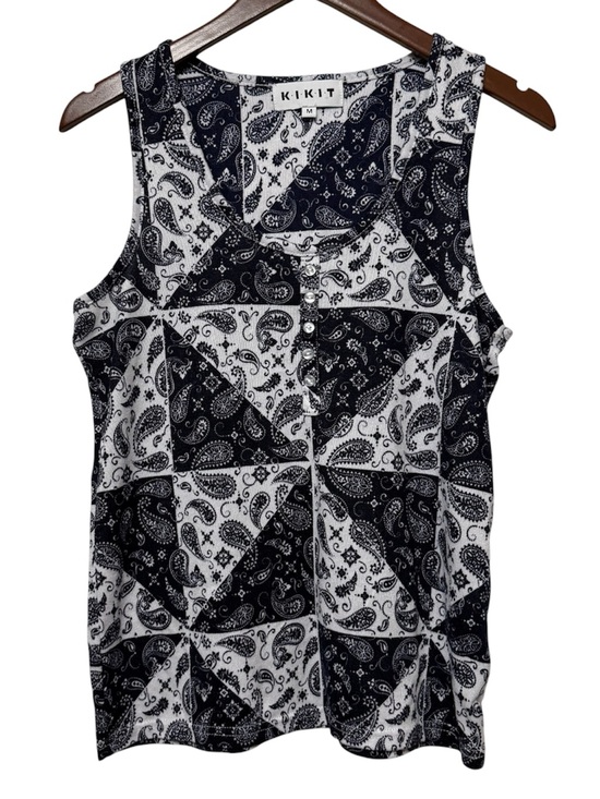 KIKIT Tops - KIKIT Patchwork Paisley Sleeveless Faux Button Soft Tank Top Women’s Medium